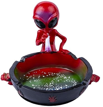 Yblenic Aschenbecher für Zigaretten, Alien Fantasy Aschenbecher Dekor für Home Office, Ornament Geschenk (Rot, Alien)
