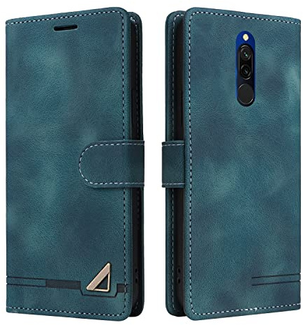 OKZone Kompatibel mit Xiaomi Redmi 8/Redmi 8A Hülle, Halterung Standfunktion Kartenfach Wallet Schutzhülle 360 Grad Stoßfest Premium Leder Schutzhülle Handyhülle für Xiaomi Redmi 8/Redmi 8A (Grün)