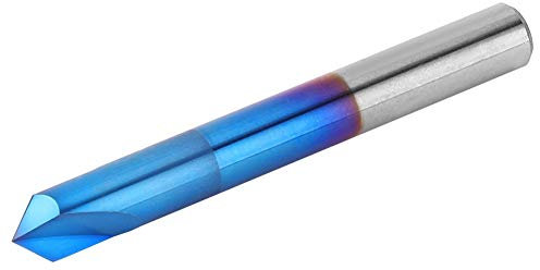 Fasenfräser, Fasenfräser, 90-Grad-Fasenschaftfräser, 2 Schneiden, Blaue Beschichtung, Wolframstahl, Hartmetall, Handwerkzeug für Maschine, Fase (6 x 50 mm)