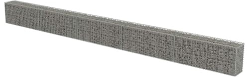 vidaXL Gabion Wall with Covers Galvanised Steel 600x30x50 cm