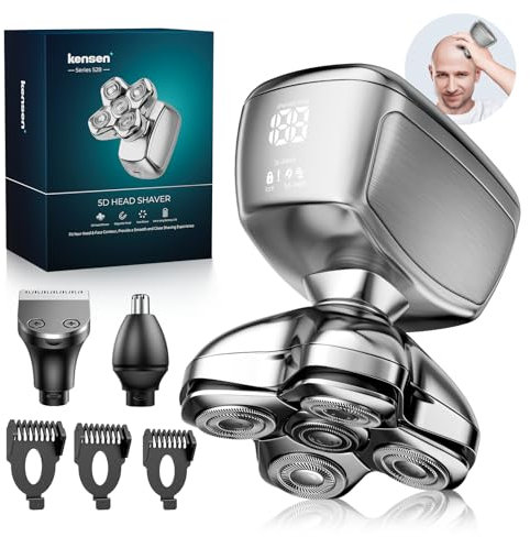 Glatzen Rasierer Herren, Kensen 5 In 1 Kopfrasierer Glatze Wasserdicht Kopf Rasierer Herren Magnetische Head Shaver Men Wiederaufladbar Typ-C Rasierer Glatze Herren Nass- Und Trocken Glazenrasierer