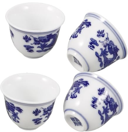 Hoement 4stücke Teiliges Chinesische Retro Teetassen Blau-weißer Porzellan Teetassen Für Teezeremonien Und Täglichen Gebrauch