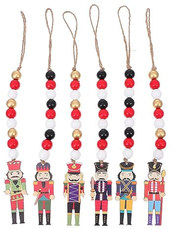 CORHAD Holzperlen-Girlande Weihnachtsdeko Hängedeko mit Walnuss-Soldat-anhänger Wohn-deko und Festtagsfeiern Zufällige Farbe