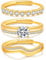 Senteria 3Pcs Gold Rings for Women,14k Gold Plated Ring Thumb Rings for Women Adjustable Shiny Cubic Zirconia Gold Stacking Ring Statement Ring Set for Womens