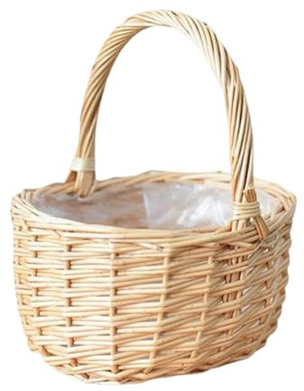 Cestino Picnic In Vimini Porta, Cestini Vimini Piccoli Con Manico, Portatile Cestino Portafiori, Cestino Pasquale In Vimini, Cestino Per Funghi In Vimini, Cestino Di Pasqua In Rattan(Naturale)
