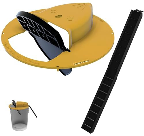 5 gallon mouse trap bucket lid 2 Pack Bucket Lid Mouse Trap Auto-Reset Indoor/Outdoor Bucket Mouse Traps Humane Bucket Mice Trap Multi-Catch Mouse Trap Bucket for Efficient Rodent Control (Yellow1)