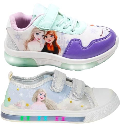 Disney Frozen - Bambina - Scarpe Stivaletti Sneakers con Luci LED - Prodotto Originale [Sneakers LED 6767 Bianco - 29]
