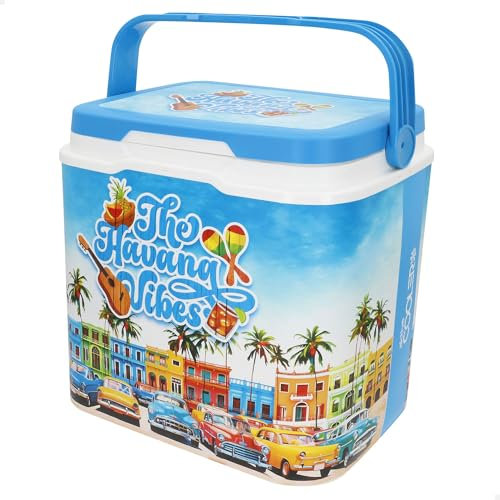 AKTIVE Nevera rígida de Playa 24L, diseño Summer Trends, plástico Resistente, Aislamiento de Poliuretano Superior, Mantiene el frío hasta 15h, Tapa con Cierre Seguro, Ligera y compacta (62395)