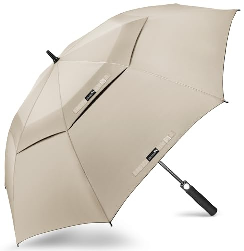ZOMAKE Regenschirm Groß Sturmfest XL - Großer Golf-Regenschirm, Windsicher & Stabil, Automatik Großer Schirm, Herren & Damen, 2 Personen, Outdoor & Reise(Marille)