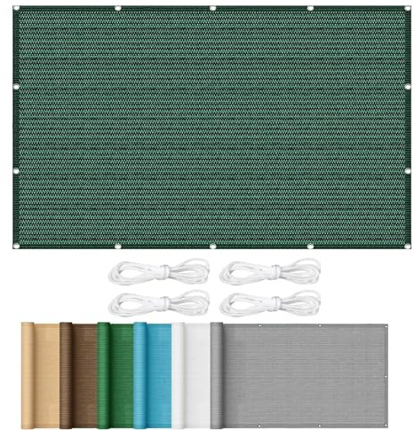 Rechteckiges Sonnensegel, 5 x 7 m, 98 % UV-Schutz, atmungsaktive Stoffösen, perfekt für den Außenbereich, Terrasse, Rasen, dunkelgrün, Gartenüberdachung