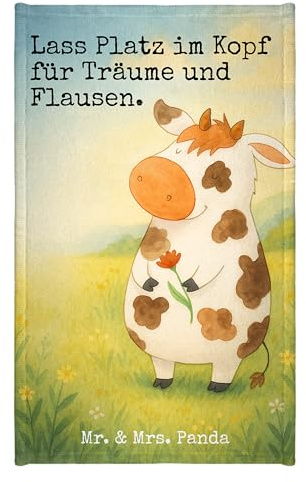 Mr. & Mrs. Panda Handtuch Kuh Design - Geschenk, Spruch, Bauernhof, Gästehandtuch 30x50, Gästetuch, Gäste-WC, Mini-Handtuch, Frotteetuch, Hof, Motivtion, Milch, Kühe