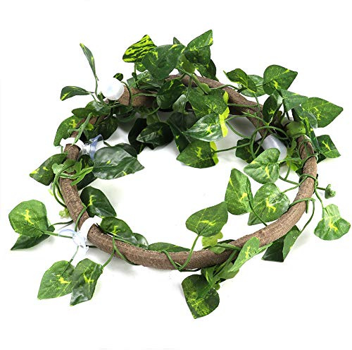 NOENNULL 3,28 Pieds de Vignes de Reptiles Flexibles Grimpantes dans la Jungle, Terrarium, Plantes et Feuilles en Plastique, Accessoires de Réservoir, Décoration pour Gecko, Serpent, Lézard, Dragon