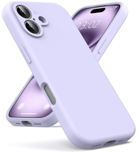 Oududianzi - Cover per iPhone 16 Silicone Liquido Case, Viola Chiaro | Interno in Microfibra Morbida, Custodia Protezione Antiurto Resistente Aantigraffio