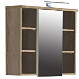 FORTE Veris Hängeschrank mit 1 Spiegeltür, Holzwerkstoff, Sonoma Eiche / Weiß Hochglanz, 68,1 x 68,6 x 20 cm