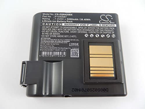 vhbw Akku kompatibel mit Zebra ZQ630, QLN420 Drucker Kopierer Scanner Etiketten-Drucker (5200 mAh, 7,4 V, Li-Ion)