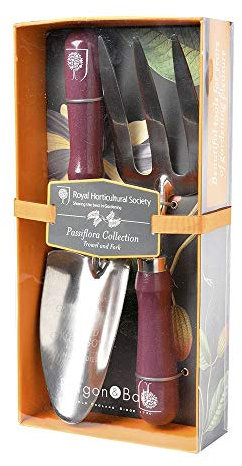 Burgon and Ball RHS Passiflora Geschenk-Set Gartenwerkzeuge, Schaufel + Harke