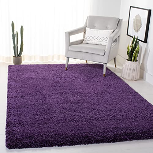 SAFAVIEH Zottelig Teppich für Wohnzimmer, Esszimmer, Schlafzimmer - Milan Shag Collection, Hoher Flor, Lila, 122 X 183 cm