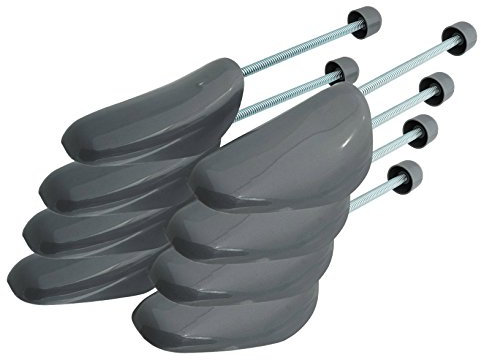 Incutex 4 pairs of shoe trees variable size UK 5-11, plastic shoe stretcher, shoe shaper, grey