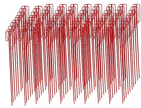 100 Stück rote Absperrleinenhalter 1200mm Laterneneisen, Halter für Warnband, Fangzaun, Absperrkette