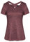 iClosam Damen Sportshirt Yoga Top Laufen Fitness Funktions Shirt, Wein Rot, XXL