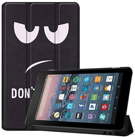SATURCASE Case for Amazon Fire 7 2019 Released (9th Generation), Beautiful PU Leather Flip Foldable Folio Stand Protective Tablet Cover with Auto Sleep/Wake Function (KN-1)