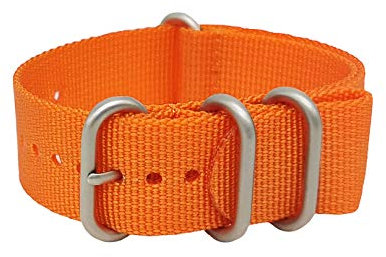 masar 22mm ZULU -Nato Orange - Heavy Duty – Strap Armband - Universal 22 Zulu OrangeSatin