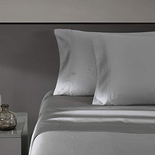 Vera Wang - King-Size-Bettlaken-Set, luxuriöse Satin-Baumwolle, Fadenzahl 800, weiche und Glatte Heimdekoration (stahlgrau, 4-teilig, Kingsize-Bett)
