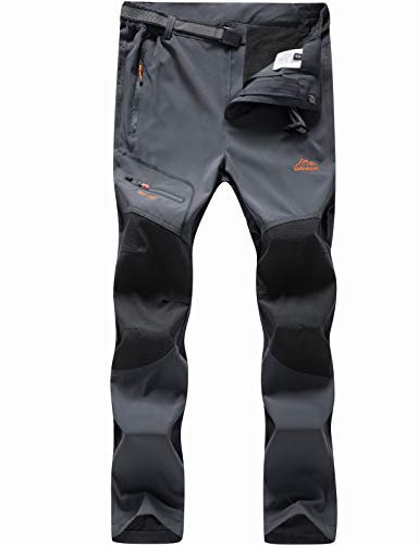 BenBoy Damen Wanderhose Wasserdicht Softshellhose Outdoorhose Winddicht Warm Gefüttert Winter Skihose Snowboardhose Trekkinghose,KZ1672W-Grey-XL