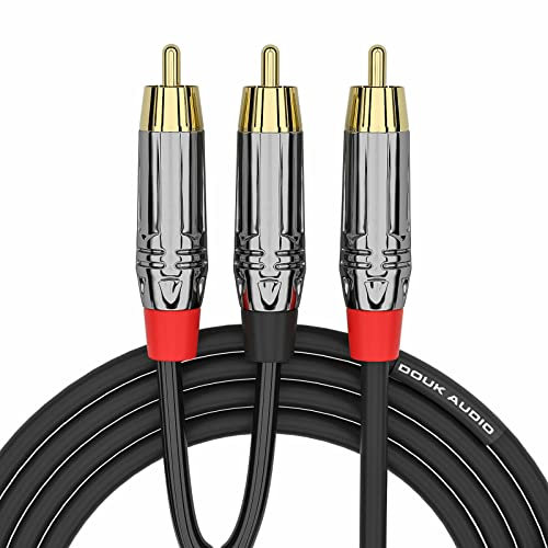 Douk Audio OFC - Cable RCA de 1 macho a 2 conectores para subwoofer/amplificador, chapado en oro (1 m y 3,3 pies)