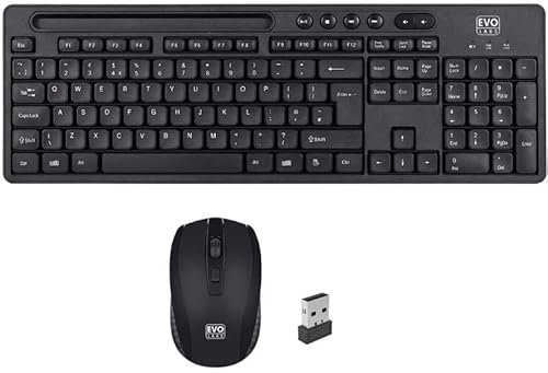kenable Wireless Full Size QWERTY Keyboard & 4 Button Mouse Set for PC/Laptop Computers