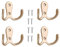 Yesmin 4 Pcs Double Prong Robe Hooks, Dual Coat Hooks Wall Mounted Hanging Clothes for Bathroom Bedroom Door Wall Retro Metal Cloth Hanger Double Coat Hooks with 8 Screws (Rose Gold)