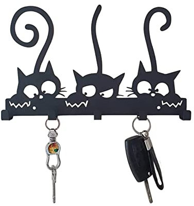 BestAlice Porte-clés mural noir pour décoration murale, crochets en métal avec 5 crochets pour entrée, porte d'entrée, bureau