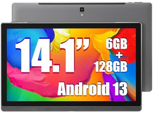 MESWAO Tablets MES-B1, 14.1 Zoll Android 13 Tablet mit 1920 * 1080 IPS HD Großes Display, 6GB/128GB, 512G-Expandieren, und 10000mAh Akku - Ideal für Produktivität, Unterhaltung und Bildung