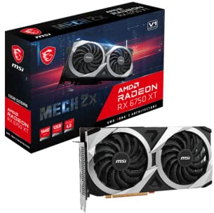 MSI Gaming Radeon RX 6750 XT 192-bit 12GB GDDR6 Boost Clock 2600MHz Dual Torx 3.0 Fans DP/HDMI FreeSync DirectX 12 VR Ready OC Graphics Card (RX 6750 XT MECH 2X 12G V1)