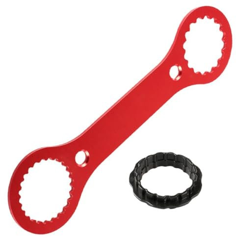 Aginkgo Bicycle Multifunctional BB Wrench Bottom Bracket Tool Aluminum Alloy Bicycle Axle Wrench Mountain Bike Maintenance Tool Bottom Bracket Disassembly Tool Compatible With TL-FC25, TL-FC24 (Red)