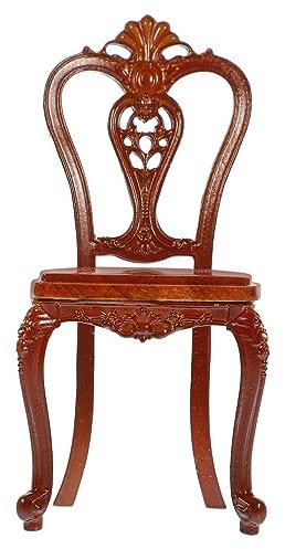 Amosfun Adorable Miniature Chair Für Puppenhaus Vintage Holz Metall Design Miniaturmöbel Dekorative Stuhlmodelle Für DIY Puppenhaus Zubehör Lifelike Mini Möbel Für Nostalgische Szenen