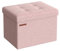 SONGMICS Storage Ottoman, Foldable Small Ottoman Foot Rest, 31 x 41 cm Foot Stool, Ottoman with Storage, Load up to 130 kg, for Living Room, Bedroom, Dorm, Jelly Pink LSF102R51