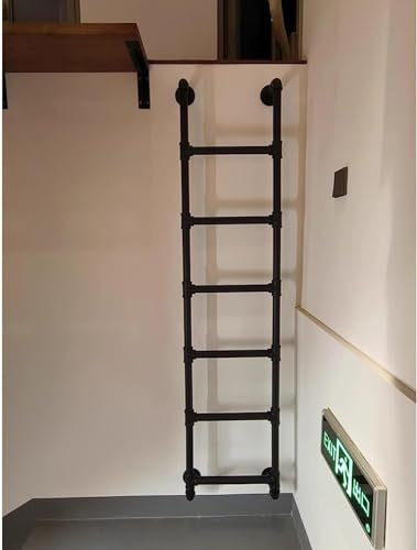 Trittstufe Leiter Kellerfenster-Brunnen-Ausstiegsleiter, Wandmontage Bodentreppe Für Den Dachboden Stufen-Steigleiter, Senkrecht Schlafsaal Doppelbett-Leiter Für Hochbett, Belastet 330lbs (145cm)