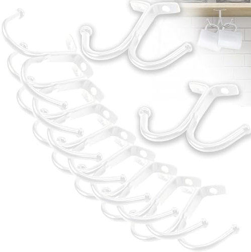 Suuwwn Tassenhalter Schrank,10 Pcs Tassenständer Tassenregal Mug Halter Haken Tasse Aufbewahrung Tasse Halterung Kaffeetasse Halter Tassenhalter Regal für Tassen Becher Küchenutensilien (Weiß)