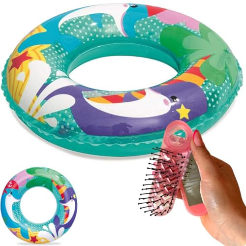 NARAMAKI Schwimmring 51 cm – Schwimmring mit Thema Meeresabenteuer 3/6 A + Schaufel mit klappbarem Spiegel – Meer und Pool