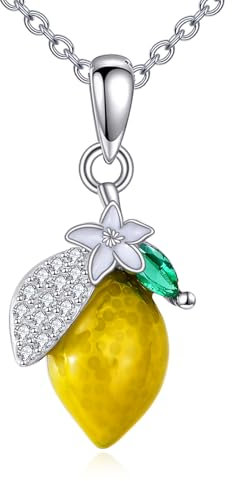 DAYLINLOVE Zitrone Halskette 925 Sterling Silber Zitrone Frucht Anhänger Schmuck Obst Halskette Geschenke für Frauen