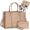 NEWHEY Handtasche Damen 15,6 Zoll Shopper Damen Groß Arbeitstasche Tote mit Clutch PU Leder Aktentasche Damen Laptoptasche Messenger Umhängetasche für Schule Büro Reisen Business