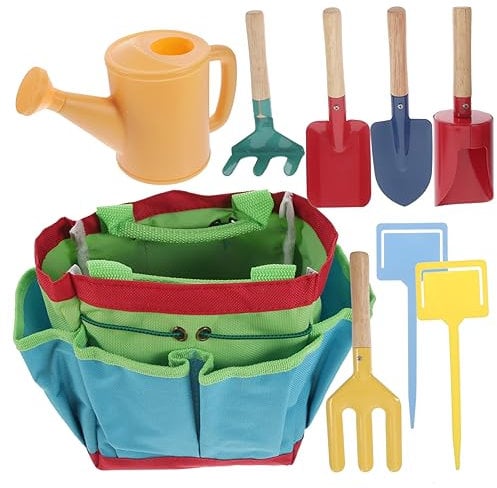 KOMBIUDA Gartenset Für Kinder Mit Sandschaufel Mini-rechen Und Pflanzwerkzeugen Aus Kunststoff Und Eisen Für Gartenarbeit Und Spiel