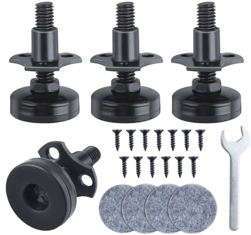GOLD DEER 4 Pack Adjustable Leveling Feet Heavy Duty Furniture Levelers Furniture Feet 3/8''-16 Thread w/T-Nut Kit for Tables,Cabinets,Chairs,Workbench,Sofa and More,Large Base Supports 1320LBs