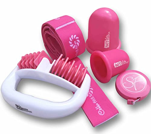 Stephanie Franck Beauty - Set Sculpteur et Tonifiant Corporel - comprenant 1 Appareil anti-cellulite My Body Shaper, 2 Ventouses My Cellu Shaper (5,5cm et 7cm) et 1 Bande Elastique (Rose)