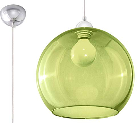 Sollux Lighting Glass Ball Pendant Light, Green, Chrome