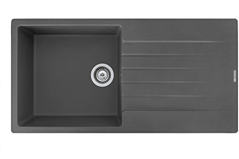 Reginox Harlem10 Kitchen Sink Single Bowl Silver Grey Granite Reversible Inset