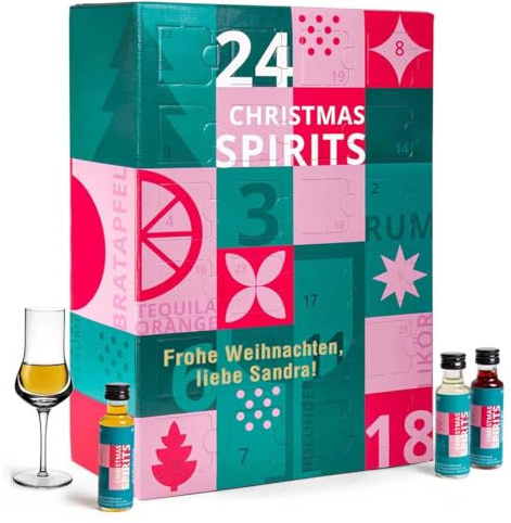 Gourmet-Adventskalender Likör & Spirituosen 2025 mit Ihrer persönlichen Laser-Gravur als Geschenk zum Advent
