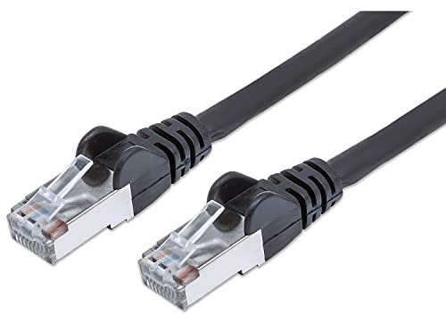 PremiumCord Netzwerkkabel, Ethernet, LAN & Patch Kabel CAT6a, 10Gbit/s, S/FTP PIMF Schirmung, AWG 26/7, 100% Cu, schnell flexibel und robust RJ45 kabel, schwarz, 0,5m