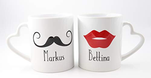 PICSonPAPER Juego de Tazas Personalizables Mr & Mrs Regalos Personalizados, Compuesto de Dos Tazas, día de San Valentín, Taza de Acero Inoxidable, Taza de Metal